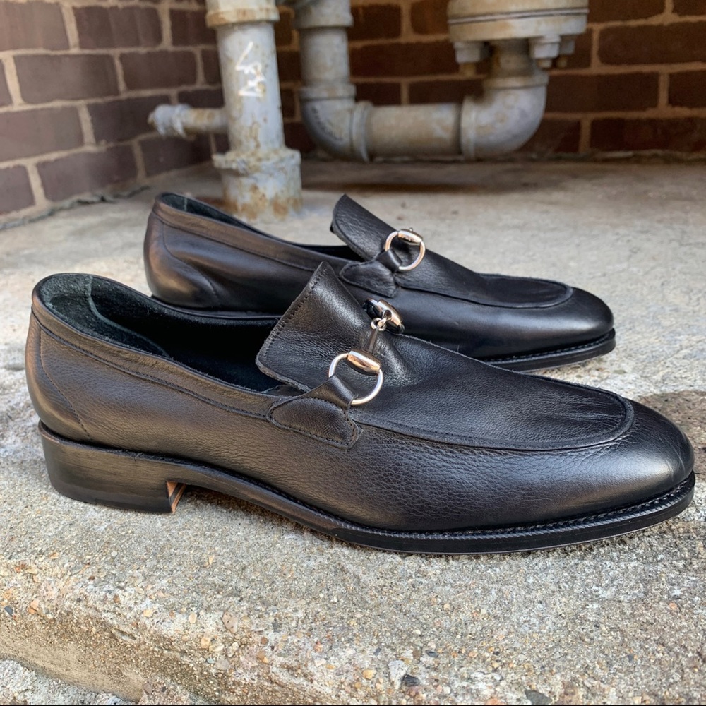 Meermin Mallorca Black Leather Horsebit Loafers - Picture 5 of 10